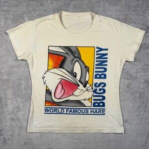 Looney Tunes Shirt Youth Large White Buggs Bunny Vintage 90s World Famous Hare